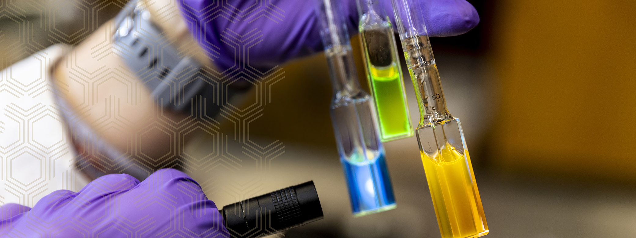 Chemistry lab holding colorful vials